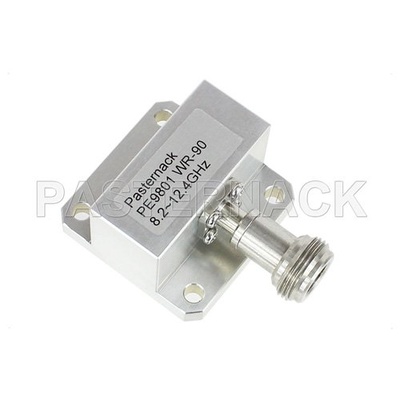 WR-90 Square Cover Flange to N Female Waveguide to Coax Adapter Operating From 8.2 GHz to 12.4 GHz, X Band