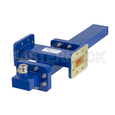 WR-137 Waveguide 20 dB Crossguide Coupler, CPR-137G Flange, N Female Coupled Port, 5.85 GHz to 8.2 GHz, Bronze